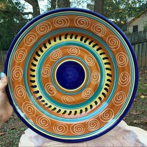 Pier 1 Hand Painted Italian Swirl Serving Platter Plater Chop Plate 14 3/4”